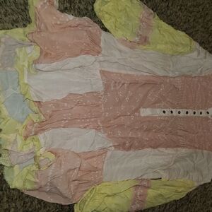 Free People Pink and Yellow Blouse